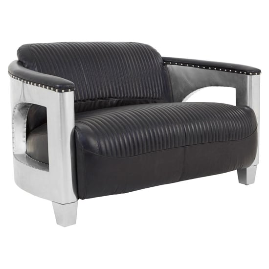 Product photograph of Sadalmelik Upholstered Leather 2 Seater Sofa In Black from Furniture in Fashion