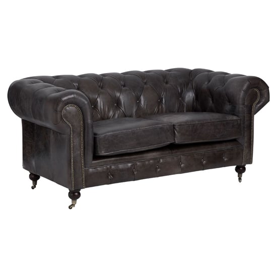 Sadalmelik Upholstered Leather 2 Seater Sofa In Dark Grey_2