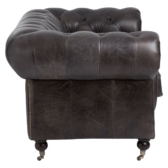 Sadalmelik Upholstered Leather 2 Seater Sofa In Dark Grey_4