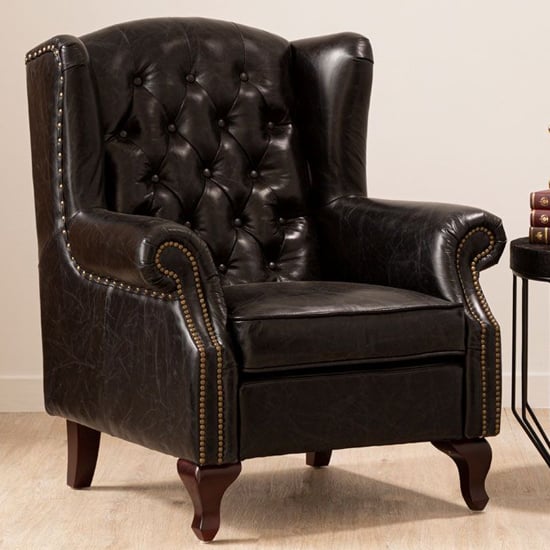 Sadalmelik Upholstered Leather Armchair In Black_1
