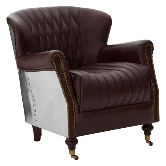 Sadalmelik Upholstered Leather Armchair In Brown