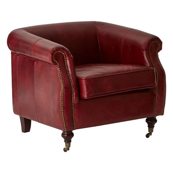 Sadalmelik Upholstered Leather Armchair In Red