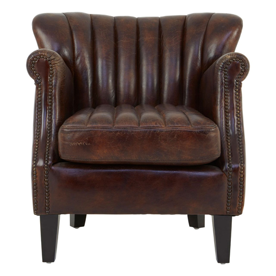 Sadalmelik Upholstered Leather Armchair In Weathered Brown_3