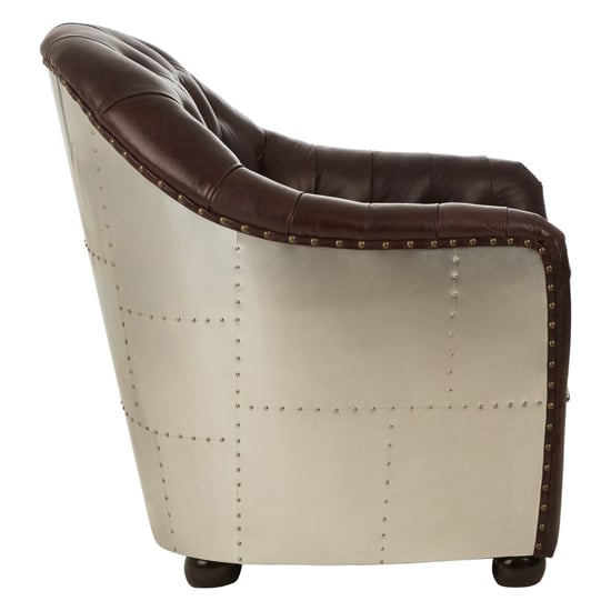 Sadalmelik Upholstered Leather Classic Armchair In Brown_3
