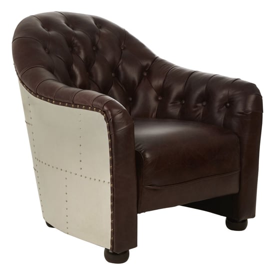 Sadalmelik Upholstered Leather Classic Armchair In Brown_2