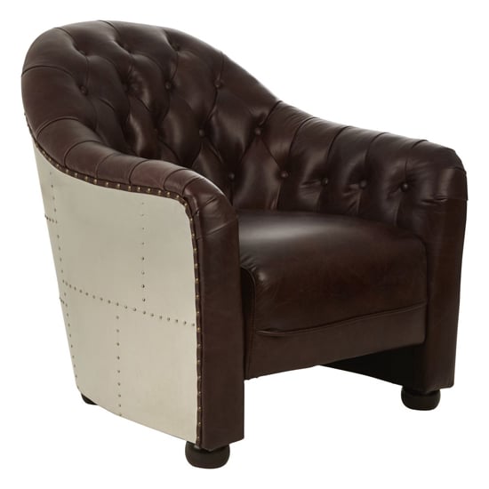 Read more about Sadalmelik upholstered leather classic armchair in brown