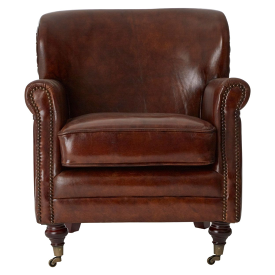 Sadalmelik Upholstered Leather Classic Armchair In Mocha Brown_2