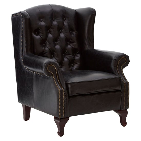 Photo of Sadalmelik upholstered leather scroll armchair in black