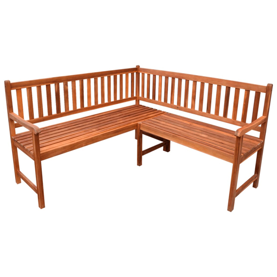 Sadie Wooden Corner Garden Seating Bench In Brown Furniture in Fashion