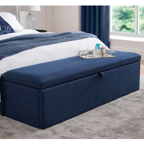 Sadzi Linen Fabric Blanket Box In Blue Furniture in Fashion