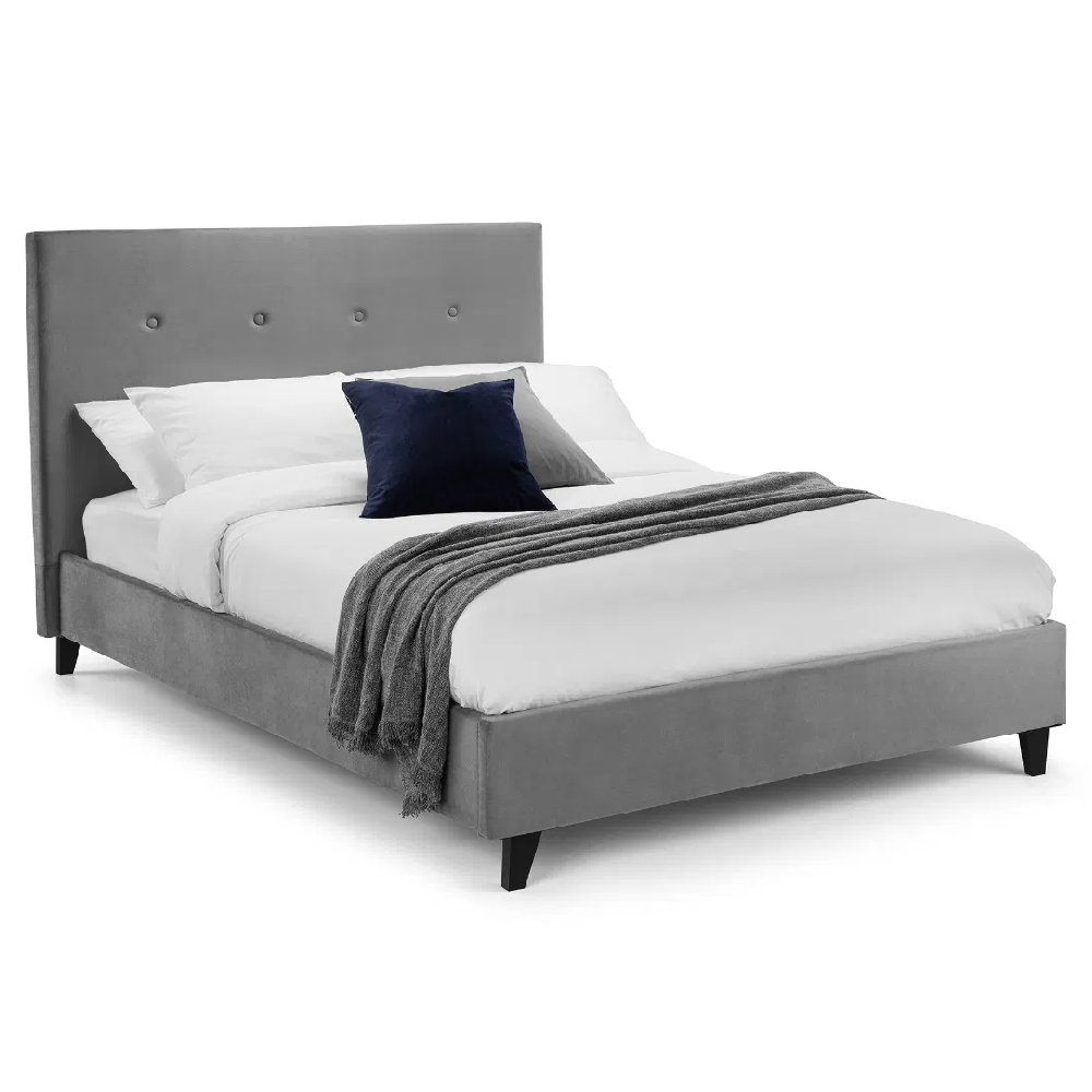 Safara Velvet Small Double bed In Grey
