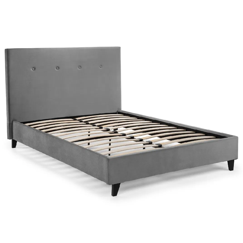 Safara Velvet Small Double bed In Grey