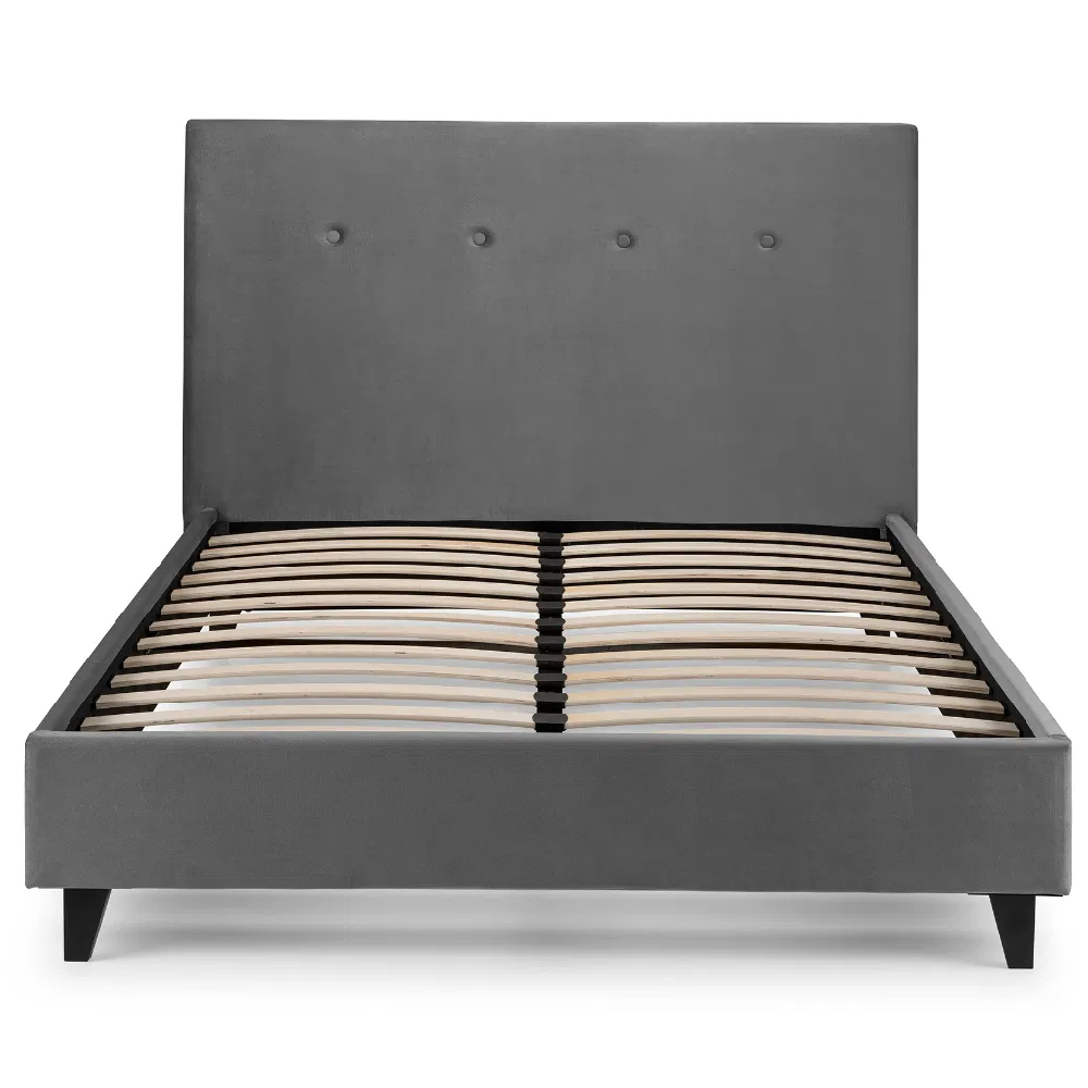 Safara Velvet Small Double bed In Grey