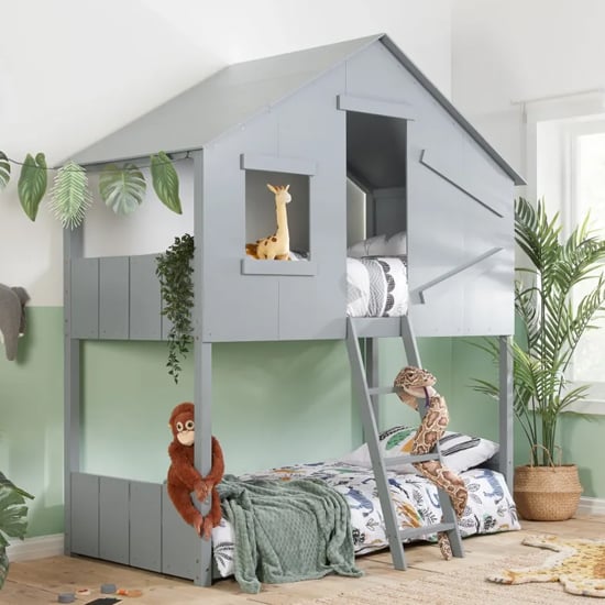 Product photograph of Safaris Wooden Bunk Bed In Grey from Furniture in Fashion