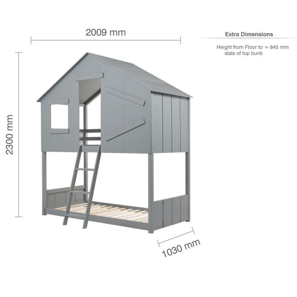 Safaris Wooden Bunk Bed With Ladder In Grey