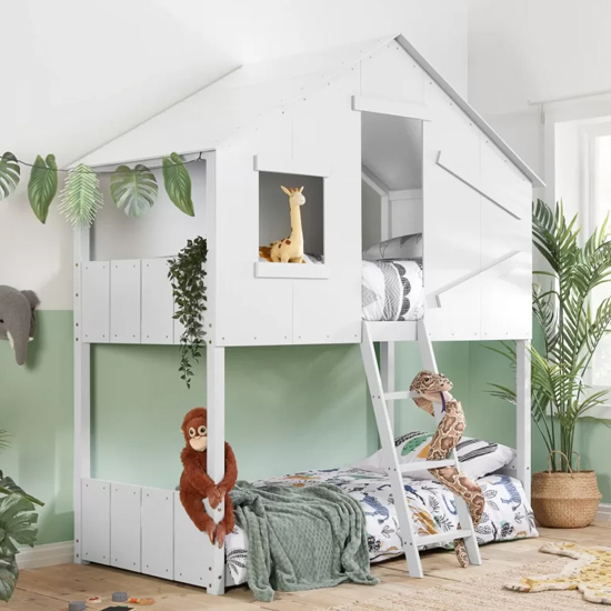 Product photograph of Safaris Wooden Bunk Bed In White from Furniture in Fashion