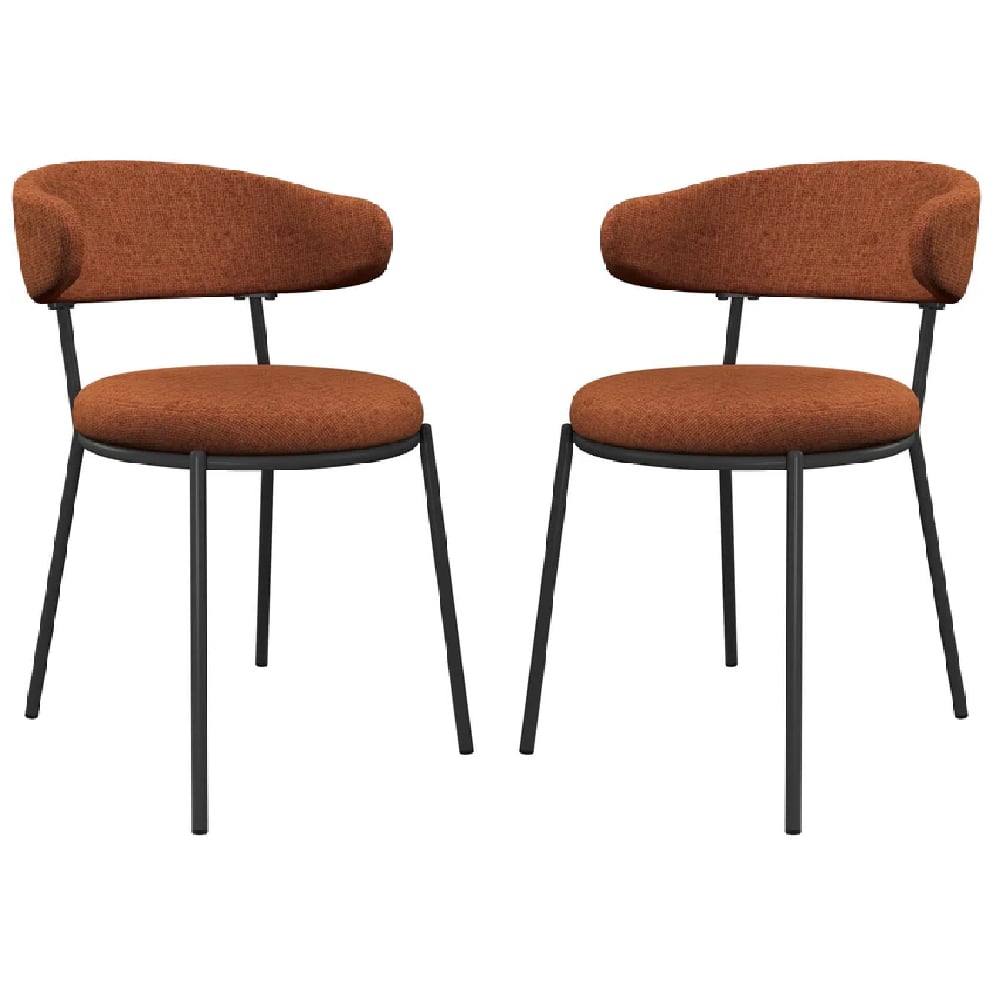 Read more about Safford orange fabric dining chairs with grey legs in pair