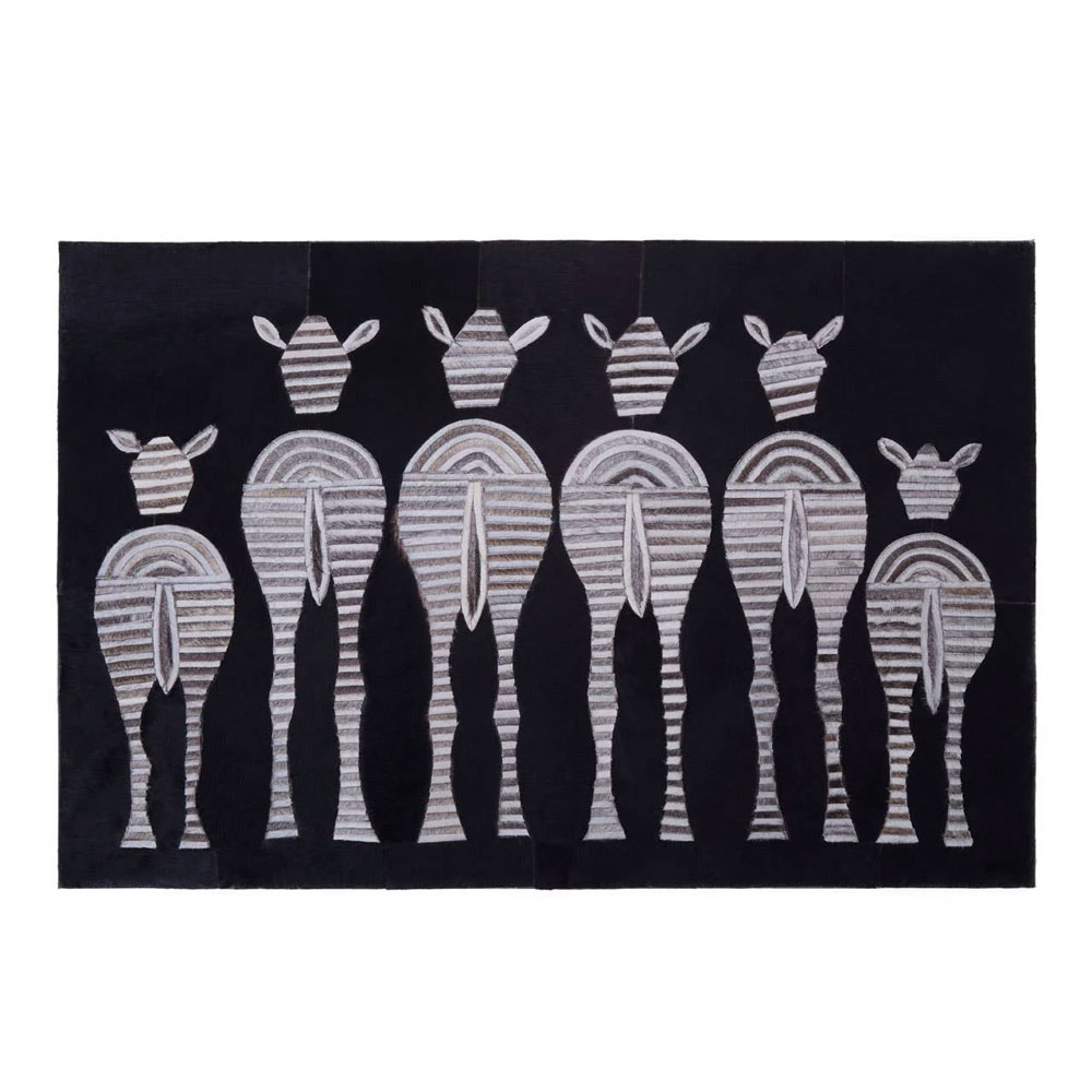 Safire Genuine Leather Patchwork Zebra Wall Art in Multicolour