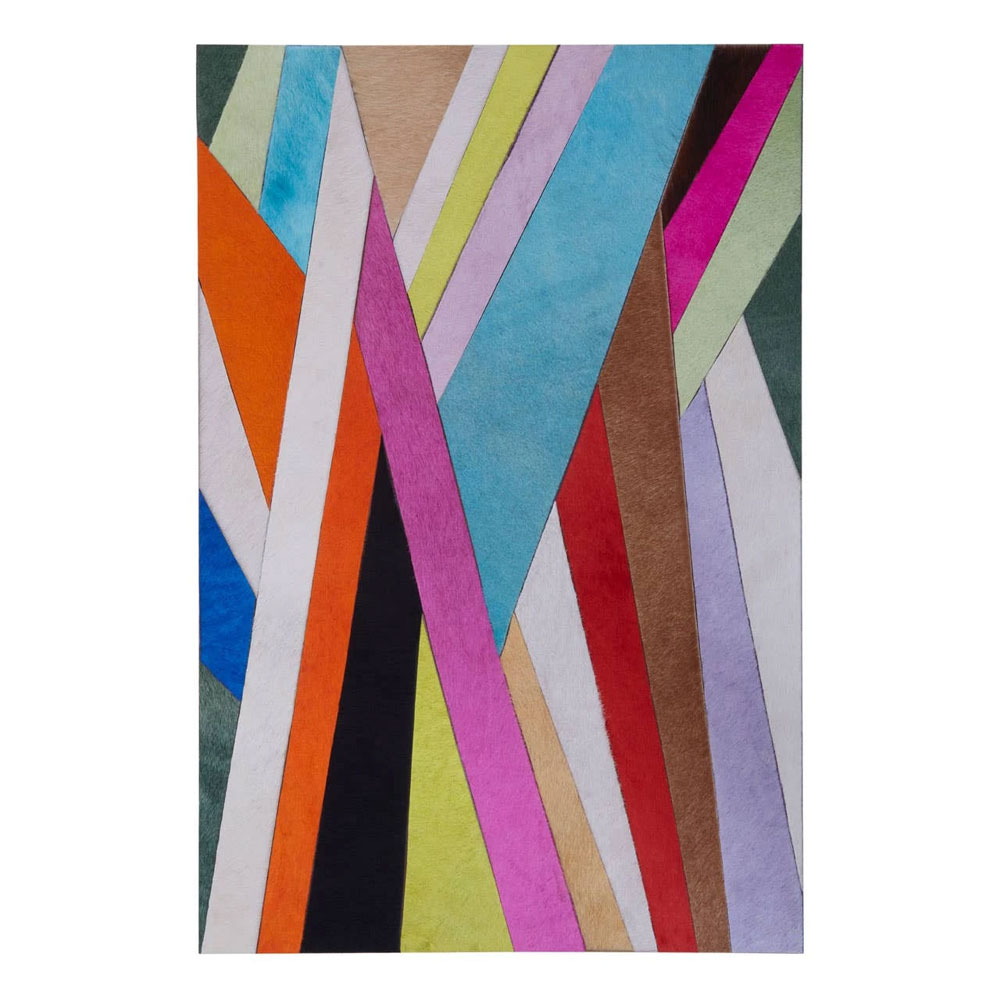 Safire Genuine Leather Striped Wall Art in Multicolour