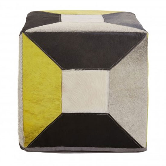 Safire Leather Abstract Pouffe In Multicolored