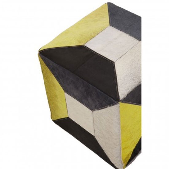 Safire Leather Abstract Pouffe In Multicolored