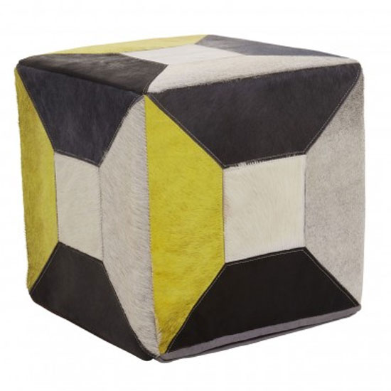 Read more about Safire leather abstract pouffe in multicolored