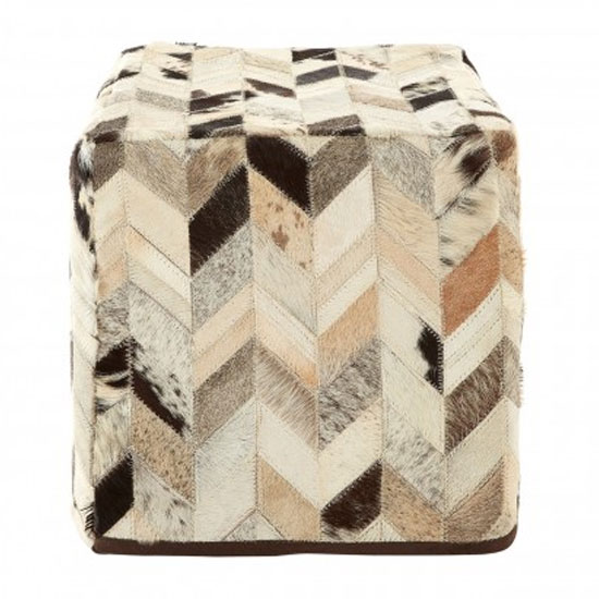 Safire Leather Patchwork Pouffe In Black And White_2