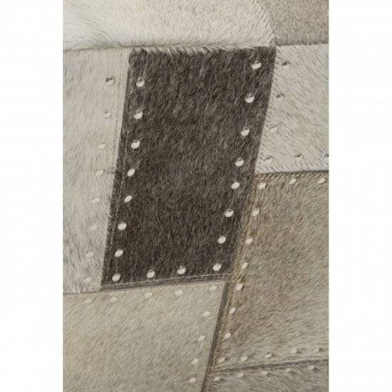 Safire Leather Patchwork Pouffe In Grey