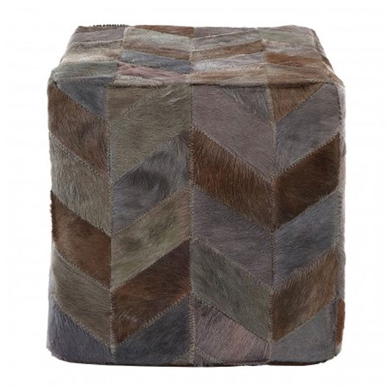Safire Leather Patchwork Pouffe In Light Grey_2