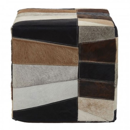 Safire Leather Striped Pouffe In Multicolored