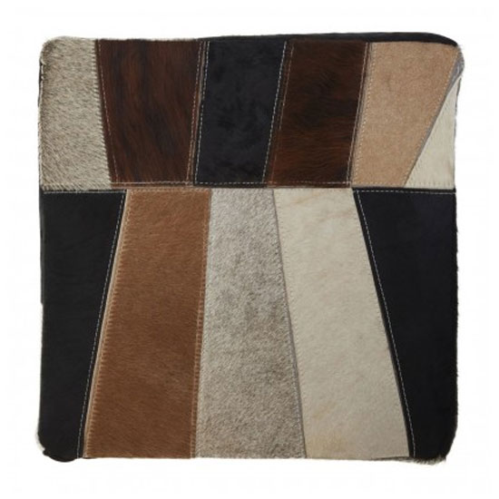 Safire Leather Striped Pouffe In Multicolored