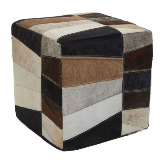 Photo of Safire leather striped pouffe in multicolored