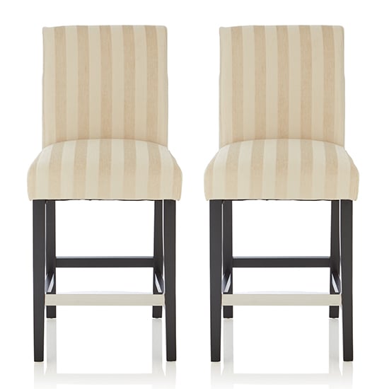 Saftill Cream Fabric Fixed Bar Stools With Black Legs In Pair_1