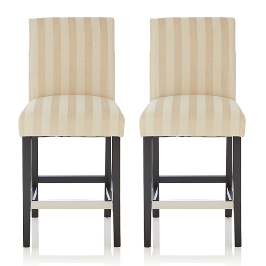 Read more about Saftill cream fabric fixed bar stools with black legs in pair