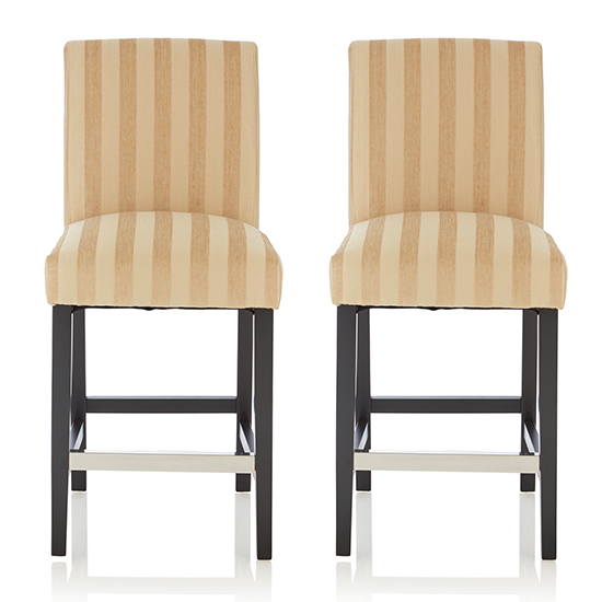 Saftill Oatmeal Fabric Fixed Bar Stools With Black Legs In Pair_1