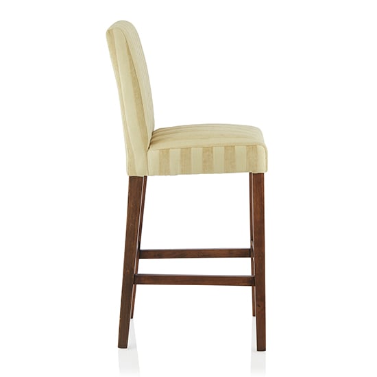 Saftill Oatmeal Fabric Fixed Bar Stools With Walnut Legs In Pair_3