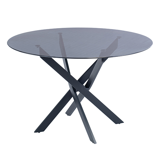 Product photograph of Saga Tinted Glass Dining Table Round In Black from Furniture in Fashion