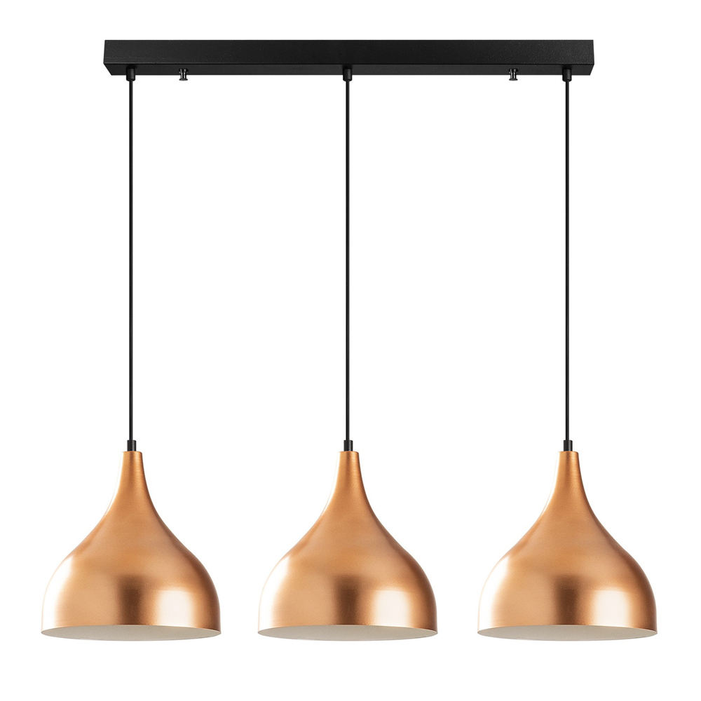 Saglam 3 Light Metal Ceiling Pendant Light in Black and Copper