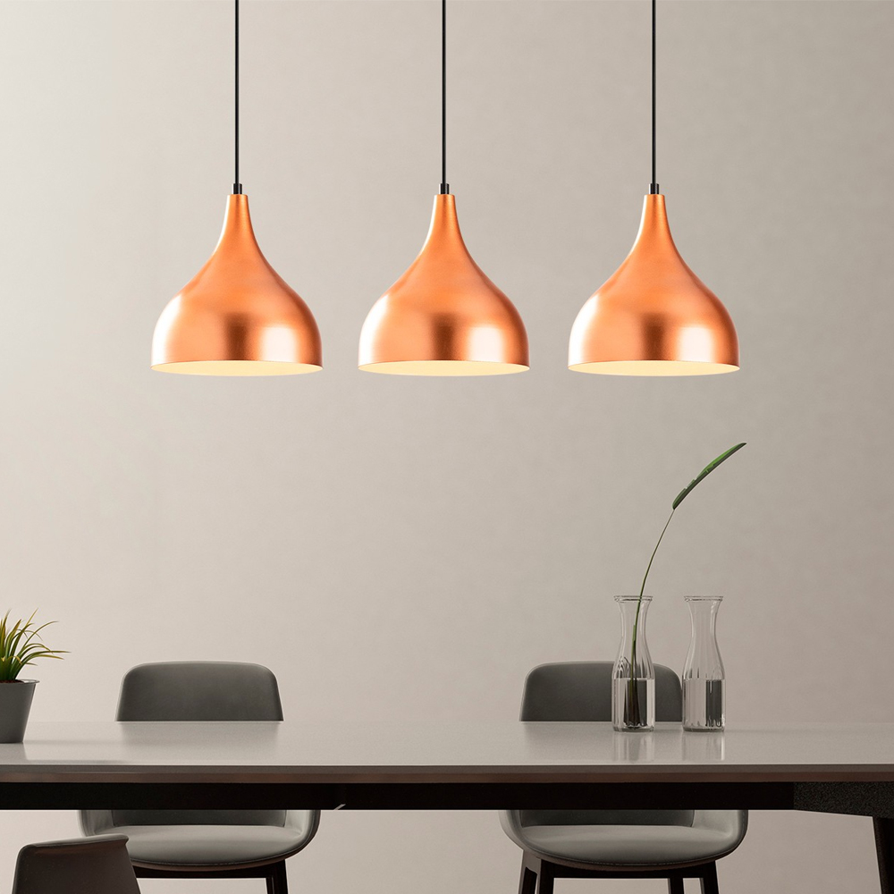 Saglam 3 Light Metal Ceiling Pendant Light in Black and Copper