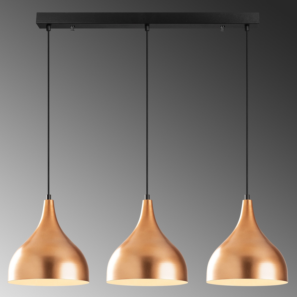 Saglam 3 Light Metal Ceiling Pendant Light in Black and Copper