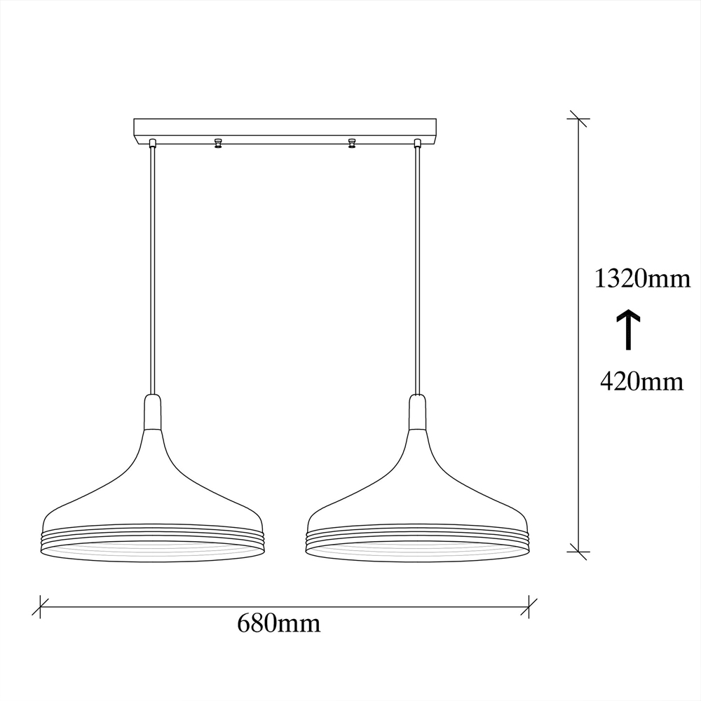 Saglam Large 2 Light Metal Ceiling Pendant Light in Black and Gold
