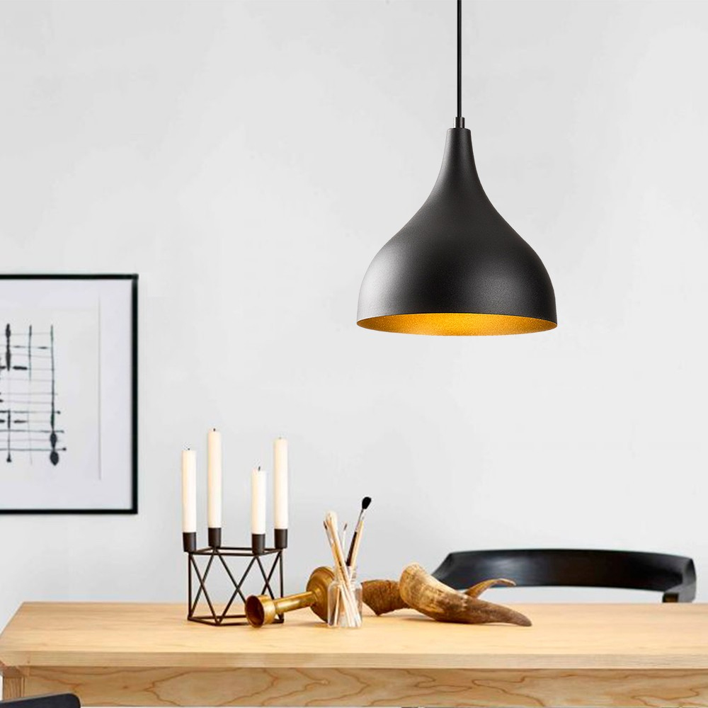 Saglam Metal Bell Shape Ceiling Pendant Light in Black and Gold