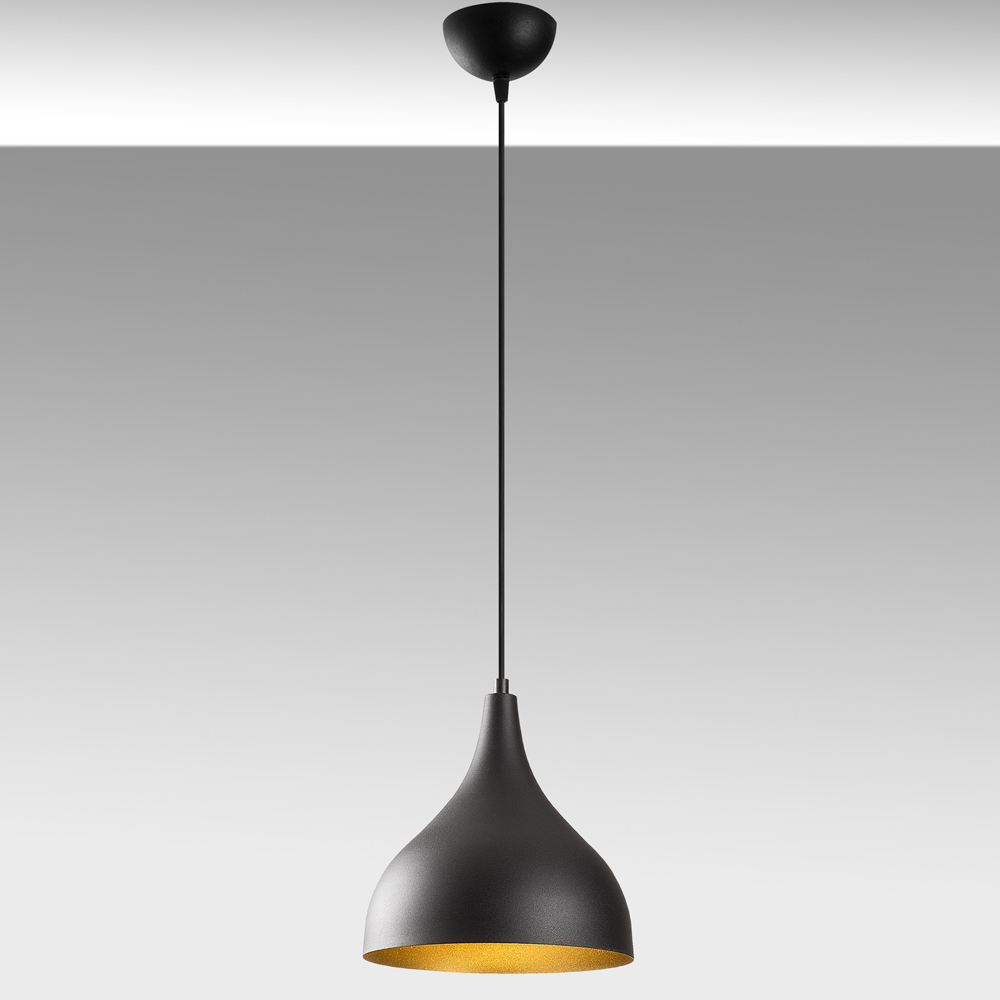 Saglam Metal Bell Shape Ceiling Pendant Light in Black and Gold