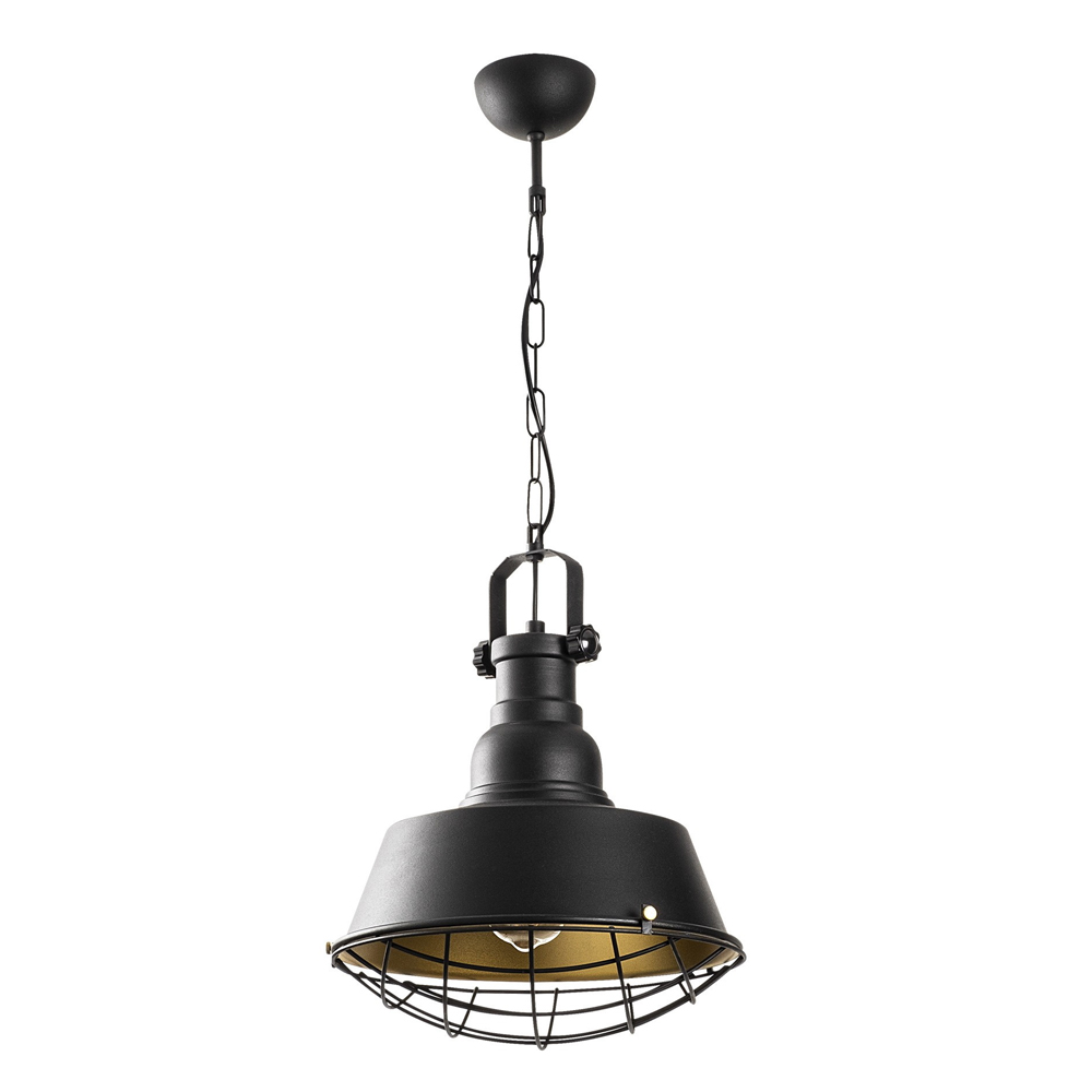 Saglam Metal Cage Ceiling Pendant Light in Black and Gold