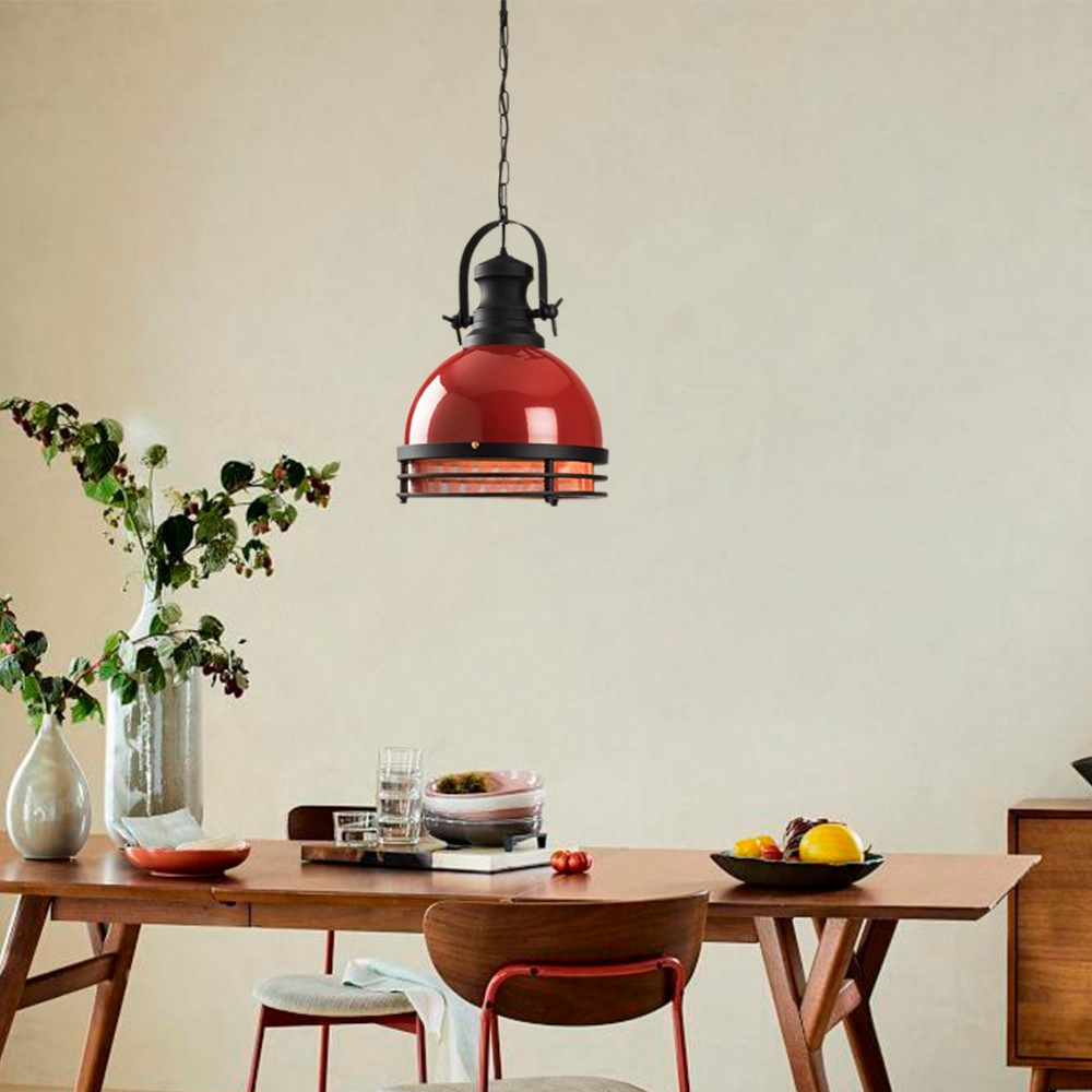 Saglam Metal Ceiling Pendant Light in Red and Black