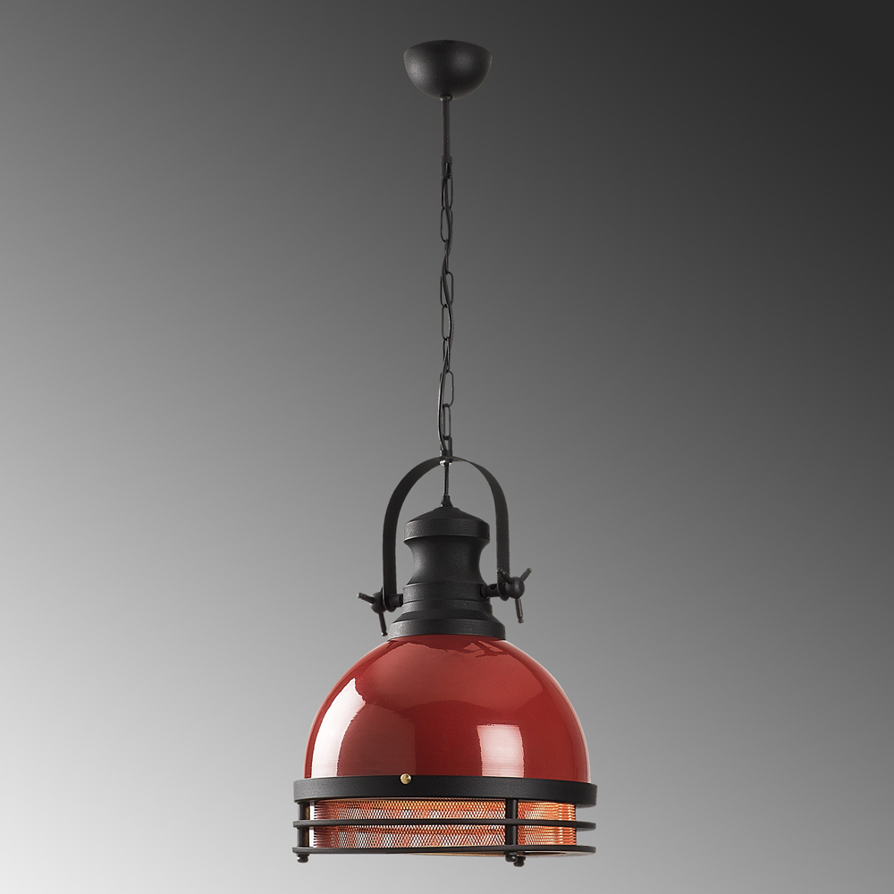 Saglam Metal Ceiling Pendant Light in Red and Black