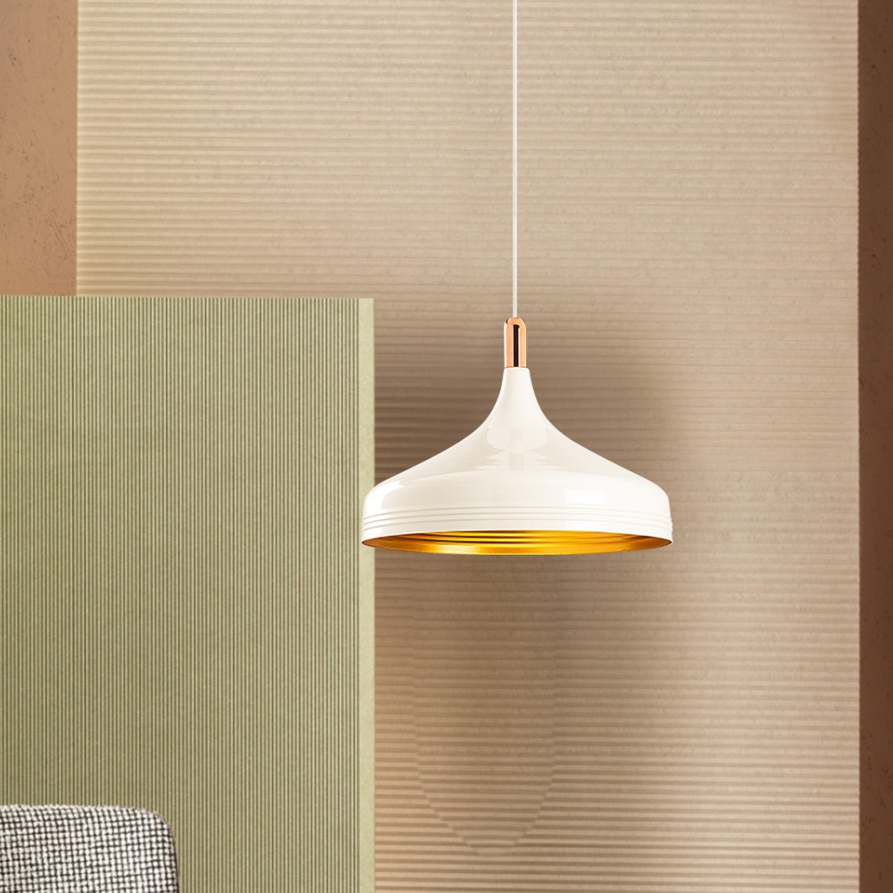 Saglam Metal Ceiling Pendant Light in White and Copper