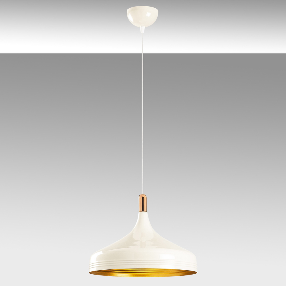 Saglam Metal Ceiling Pendant Light in White and Copper