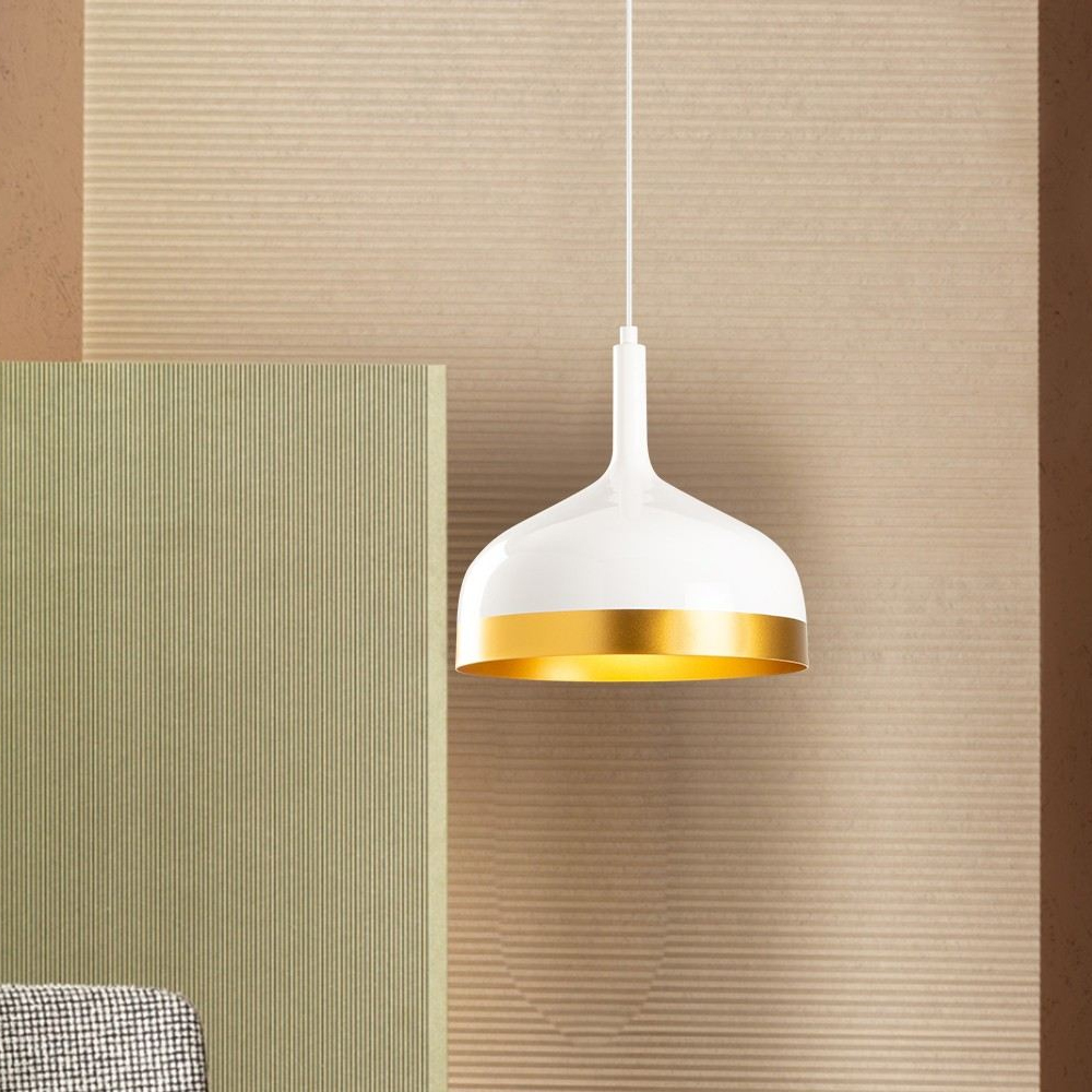 Saglam Metal Ceiling Pendant Light in White and Gold