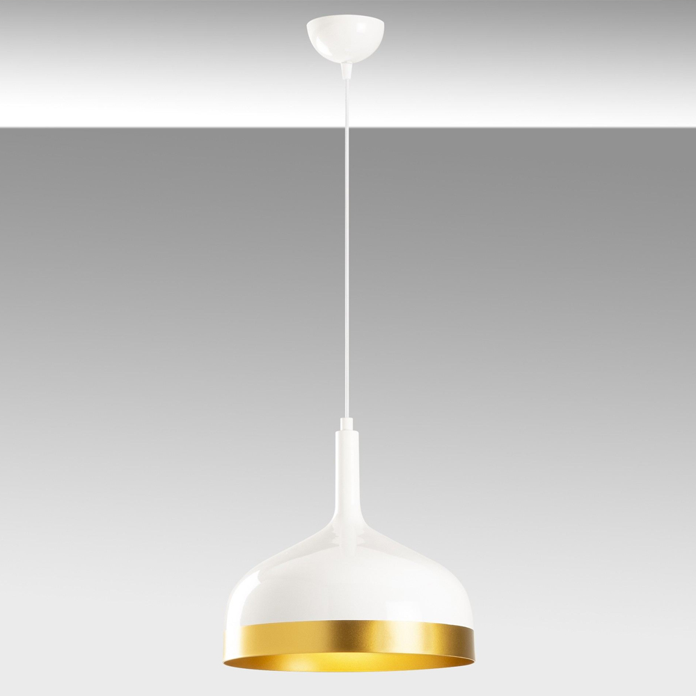 Saglam Metal Ceiling Pendant Light in White and Gold
